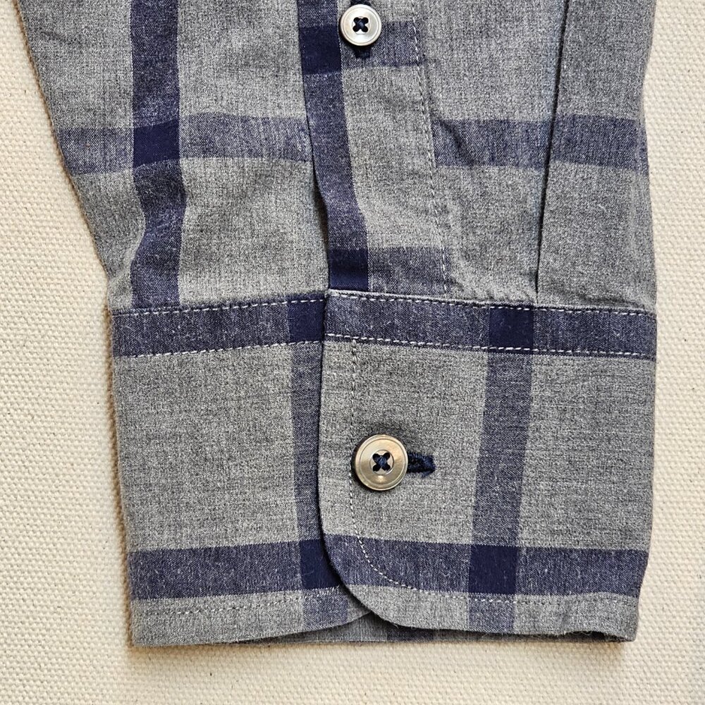 Untuckit Navy And Gray Checkered Button Down Shirt - image 5